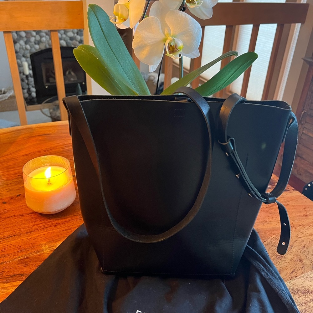 Eileen Fisher Black Leather Tote